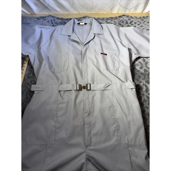 Vintage Para Suit Gray Belted Full ZIp Jumpsuit Short Sleeve Mens 54 Long - Picture 13 of 15